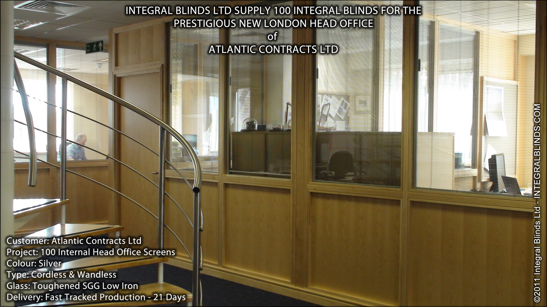 Atlantic Contracts chhose SwiftGlide Integral Blinds for their own office fit out